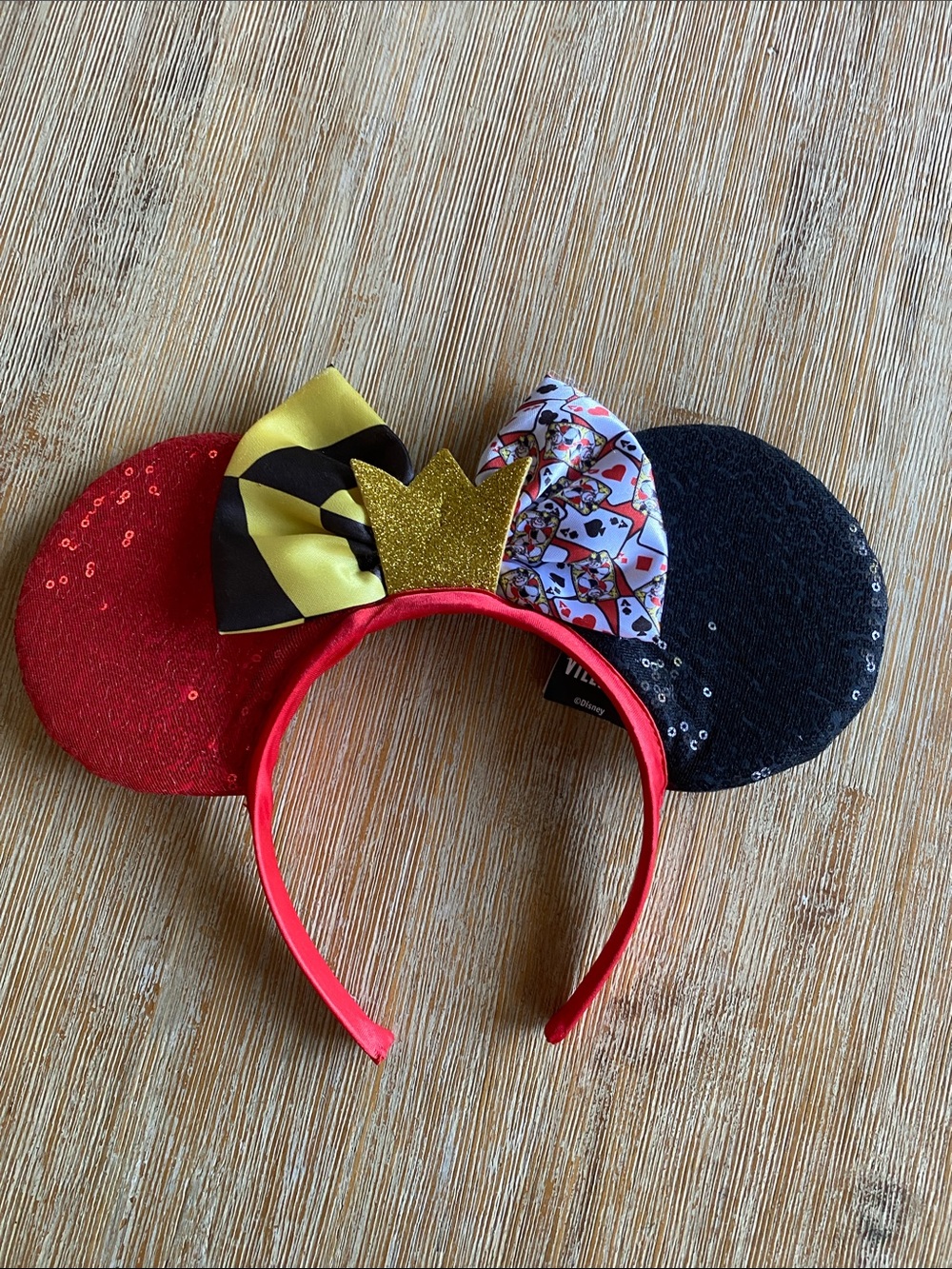 Kids Queen of Hearts Sequin Ear Headband with Glitter Crown